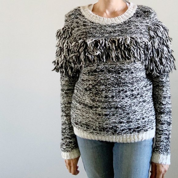 Banana Republic Crew Ruffle Sweater Black Small - Picture 2 of 12